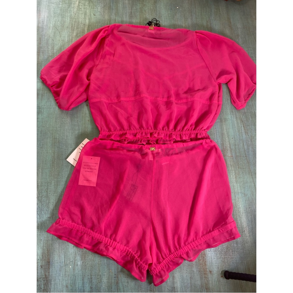 For Love and Lemons Lara Pink Sheer Skivvies Set (M) - Picture 3 of 12